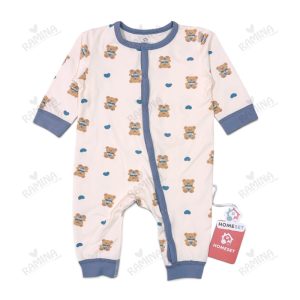 سرهمی نخی مچ دار نوزاد پسر طرح تدی کوچولو کد 072 هوم ست Homeset