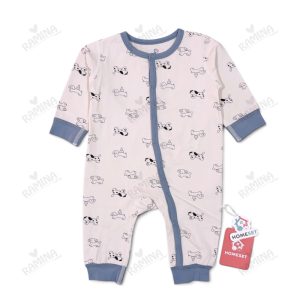 سرهمی نخی مچ دار نوزاد پسر طرح هاپوها کد 035 هوم ست Homeset