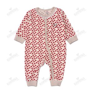 سرهمی مچ دار نخی نوزادی دخترانه طرح گل قرمز کد 071 هوم ست Homeset