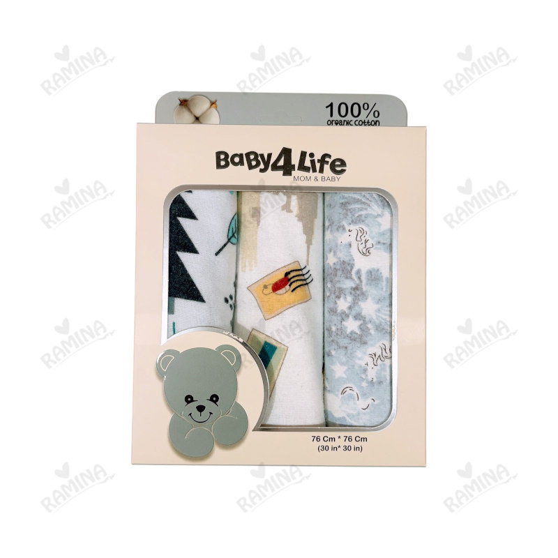 پارچه خشک کن نوزاد جعبه ای 3 عددی کد 1043 بیبی فورلایف Baby4Life