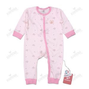 سرهمی نخی مچدار نوزادی دخترانه صورتی طرح پاپیون کد 036 هوم ست Homeset