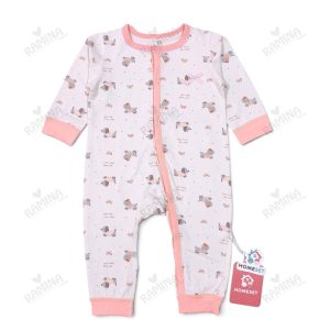 سرهمی مچ دار نخی نوزادی دخترانه طرح سگ و پاپیون کد 001 هوم ست Homeset