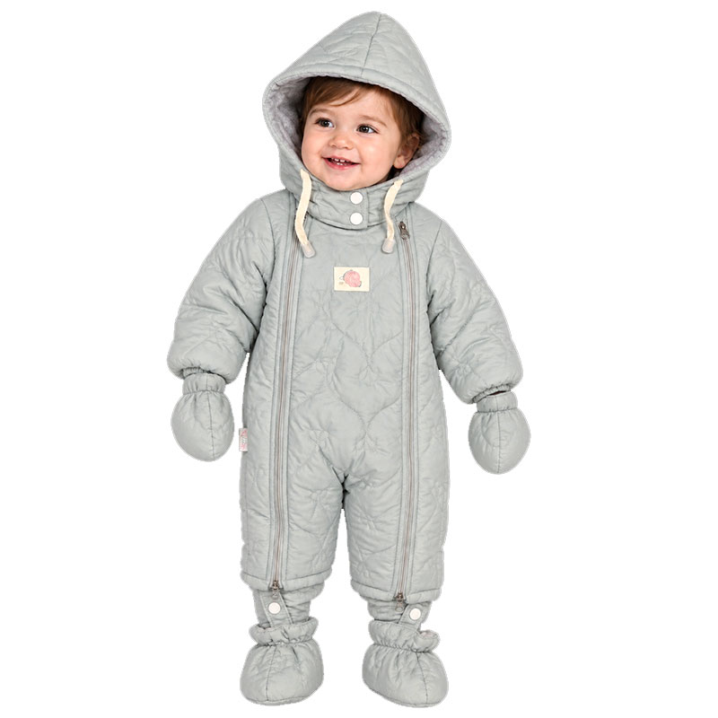کاپشن سرهمی کلاه دار با دستکش و جوراب رنگ آبی بیبی بو Baby Boo