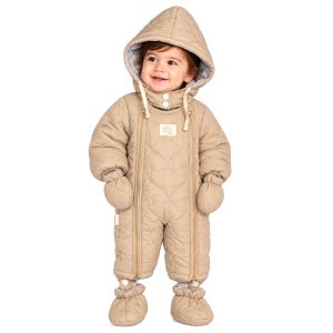 کاپشن سرهمی کلاه دار با دستکش و جوراب رنگ کرم بیبی بو Baby Boo