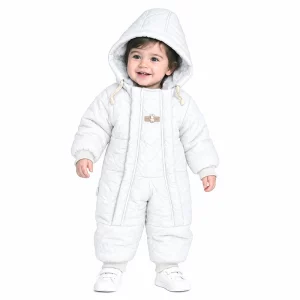 کاپشن سرهمی مچی کلاه دار رنگ سفید بیبی بو Baby Boo