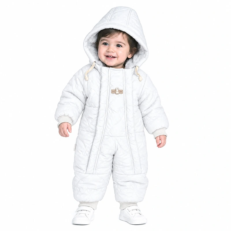 کاپشن سرهمی مچی کلاه دار رنگ سفید بیبی بو Baby Boo