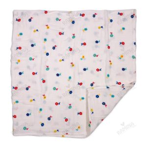 خشک کن دورپیچ نوزاد چند کاره موسلین طرح گل آبرنگی بیبی فورلایف Baby4life