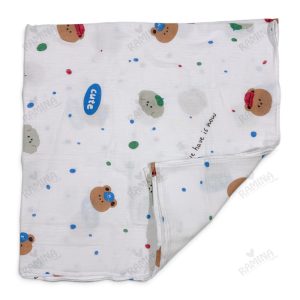 خشک کن دورپیچ نوزاد چند کاره موسلین طرح حیوانات بیبی فورلایف Baby4life