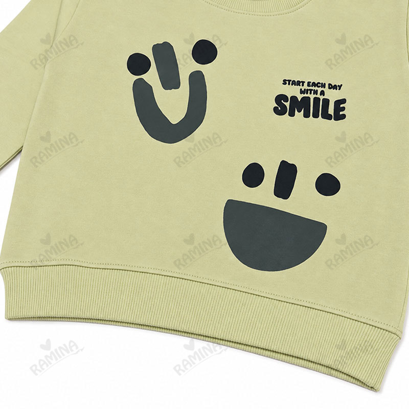 ست بلوز و شلوار دورس پسرانه 2 تا 5 سال کد 1111 طرح smile رنگ سبز مبین Mobin