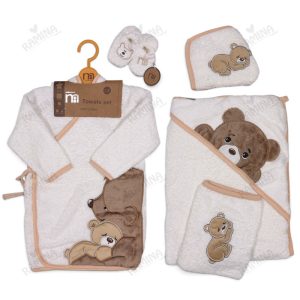 ست حوله نوزاد 5 تکه طرح خرس و بچه مادرکر Mothercare