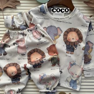 ست بلوز شلوار راحتی بچه گانه 1 تا 7 سال طرح جنگل کوکو Coco