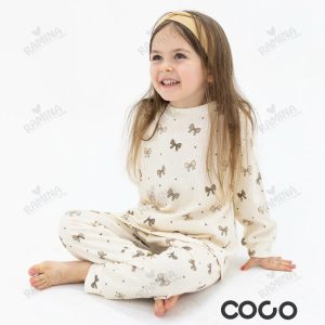 ست بلوز شلوار راحتی دخترانه 1 تا 7 سال طرح پاپیون کوکو Coco
