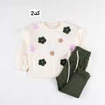 ست بلوز و شلوار دخترانه 9 ماه تا 3 سال طرح گل برجسته رنگ سبز ارتشی کد 1247 پولونی Poloni - 9-%d8%aa%d8%a7-12-%d9%85%d8%a7%d9%87