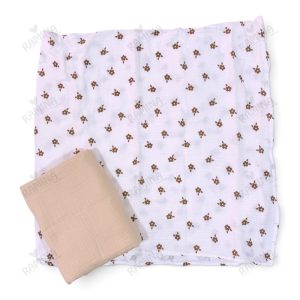 خشک کن دورپیچ چند کاره 2 عددی طرح گل قهوه ای و کرم بیبی فورلایف Baby4life