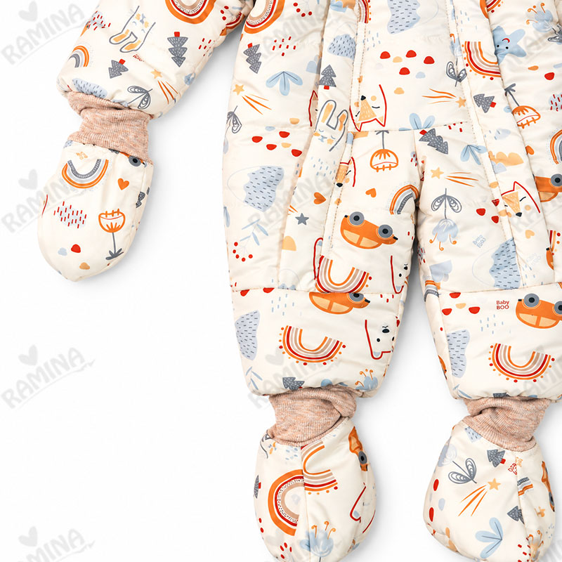 کاپشن سرهمی کلاه دار با دستکش و جوراب طرح کوهستان بیبی بو Baby Boo