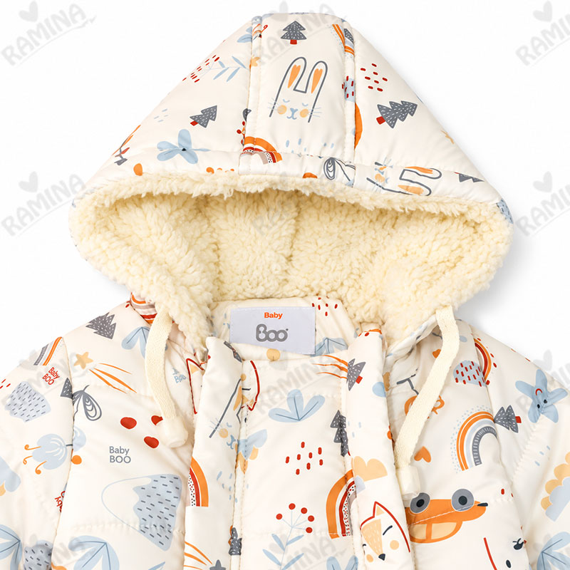 کاپشن سرهمی کلاه دار با دستکش و جوراب طرح کوهستان بیبی بو Baby Boo