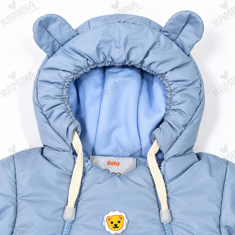 کاپشن سرهمی کلاه دار پسرانه با جوراب رنگ آبی پاستلی بیبی بو Baby Boo