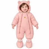 کاپشن سرهمی کلاه دار دخترانه با جوراب رنگ گلبهی پاستلی بیبی بو Baby Boo