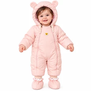 کاپشن سرهمی کلاه دار با جوراب رنگ صورتی پاستلی بیبی بو Baby Boo