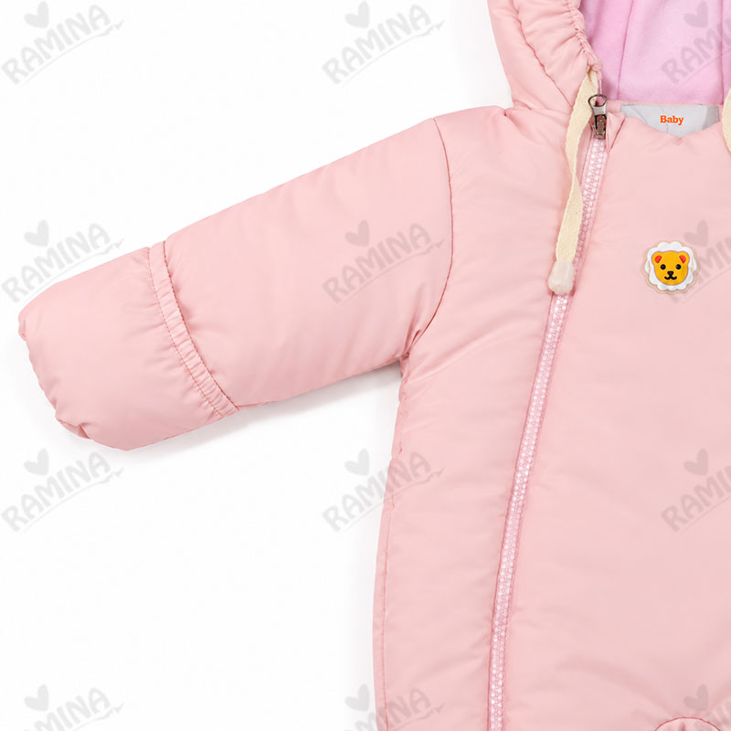 کاپشن سرهمی کلاه دار با جوراب رنگ صورتی پاستلی بیبی بو Baby Boo