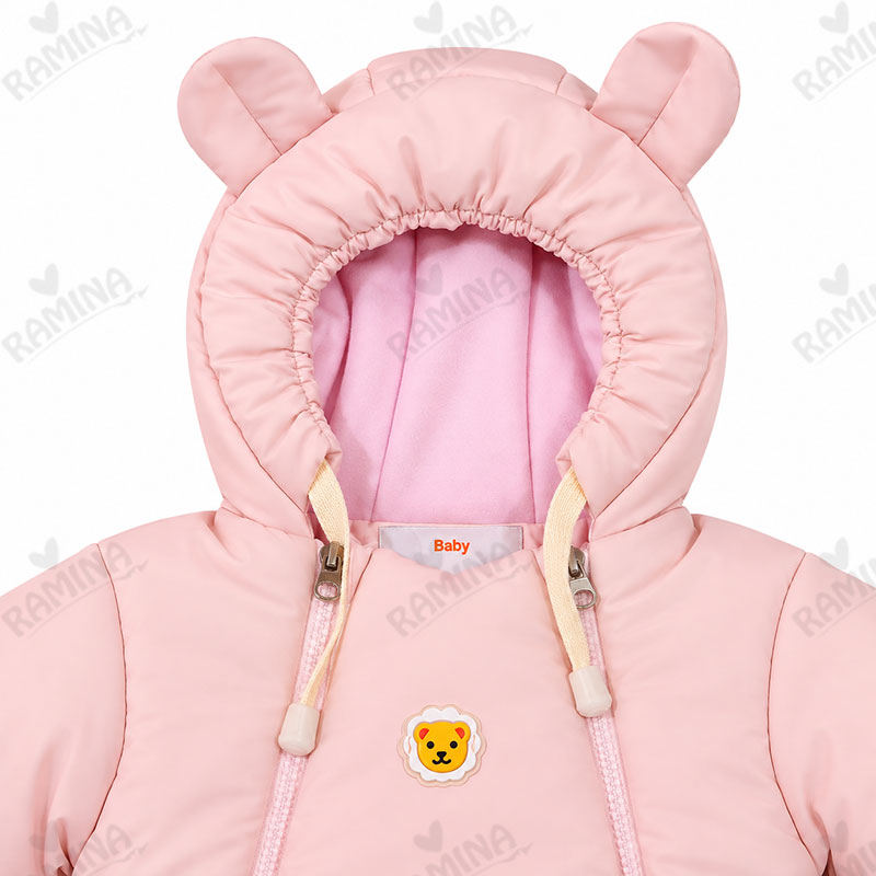 کاپشن سرهمی کلاه دار با جوراب رنگ صورتی پاستلی بیبی بو Baby Boo