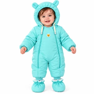 کاپشن سرهمی کلاه دار با جوراب رنگ فیروزه ای پاستلی بیبی بو Baby Boo