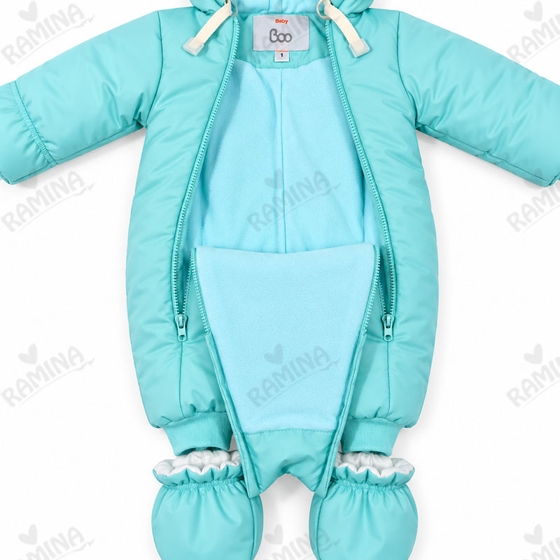 کاپشن سرهمی کلاه دار با جوراب رنگ فیروزه ای پاستلی بیبی بو Baby Boo