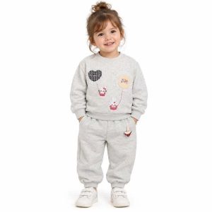 ست بلوز شلوار دخترانه ملانژ 6 ماه تا 4 سال کد 8426 طرح هلو کیتی