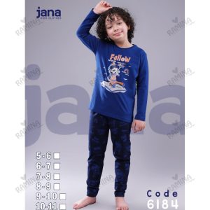 ست بلوز شلوار نخی پسرانه 5 تا 11 سال طرح خلبان کد 6184 جانا Jana