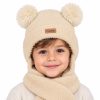 ست کلاه شال گردن پوم دار موهر 2 تا 7 سال طرح Smile - %da%a9%d8%b1%d9%85
