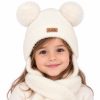 ست کلاه شال گردن پوم دار موهر 2 تا 7 سال طرح Smile - %d8%b3%d9%81%db%8c%d8%af