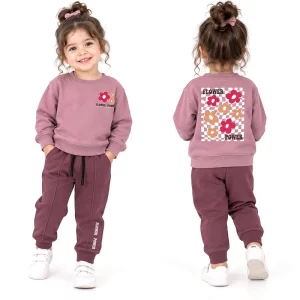 ست بلوز و شلوار دورس دخترانه 9 ماه تا 2 سال کد 1154 طرح Flower Power رنگ بنفش مبین Mobin