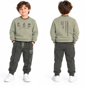 ست بلوز و شلوار پسرانه دورس 5 تا 8 سال کد 2735 طرح BCM رنگ سبز Pancho