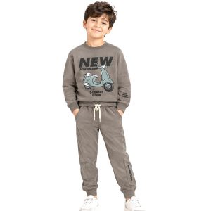 ست بلوز و شلوار 8 تا 11 سال دورس کد 2754 طرح NEW رنگ طوسی Pancho