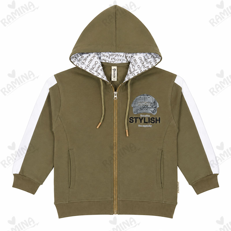 ست سویشرت شلوار دورس پسرانه 8 تا 11 سال کد 2741 طرح کلاه رنگ سبز Pancho