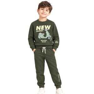 ست بلوز و شلوار دورس پسرانه 8 تا 11 سال کد 2754 طرح NEW رنگ سبز Pancho