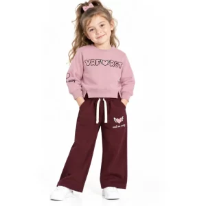 ست بلوز و شلوار دورس دخترانه 5 تا 8 سال کد 2658 طرح قلب پرنده رنگ یاسی Pancho