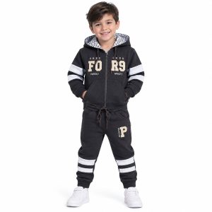 ست سویشرت و شلوار دورس اسپرت 5 تا 8 سال کد 2724 طرح FOR9 رنگ خاکستری Pancho