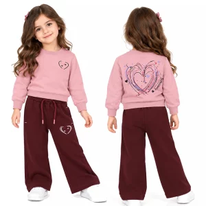 ست بلوز و شلوار دخترانه 2 تا 5 سال دورس طرح قلب رنگ یاسی Pancho