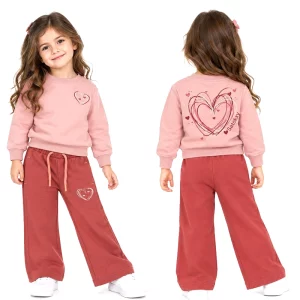 ست بلوز و شلوار دخترانه 2 تا 5 سال دورس کد 2762 طرح قلب رنگ گلبهی Pancho