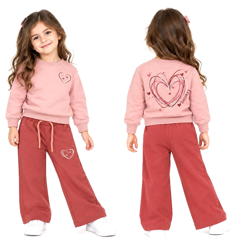 ست بلوز و شلوار دخترانه 2 تا 5 سال دورس کد 2762 طرح قلب رنگ گلبهی Pancho
