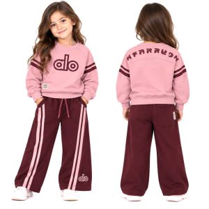 ست بلوز و شلوار دورس دخترانه 5 تا 8 سال کد 2765 طرح alo رنگ یاسی Pancho