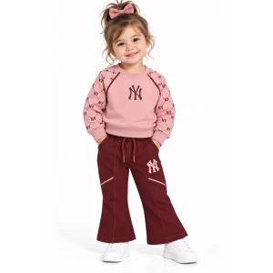 ست بلوز و شلوار دخترانه 2 تا 5 سال دورس طرح NY رنگ یاسی Pancho
