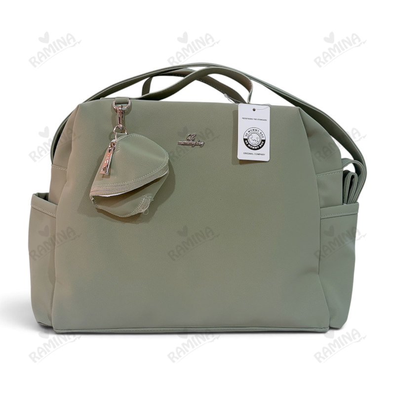 ساک لوازم رو دوشی مادر مدل موکا طرح چرم QZmommybag