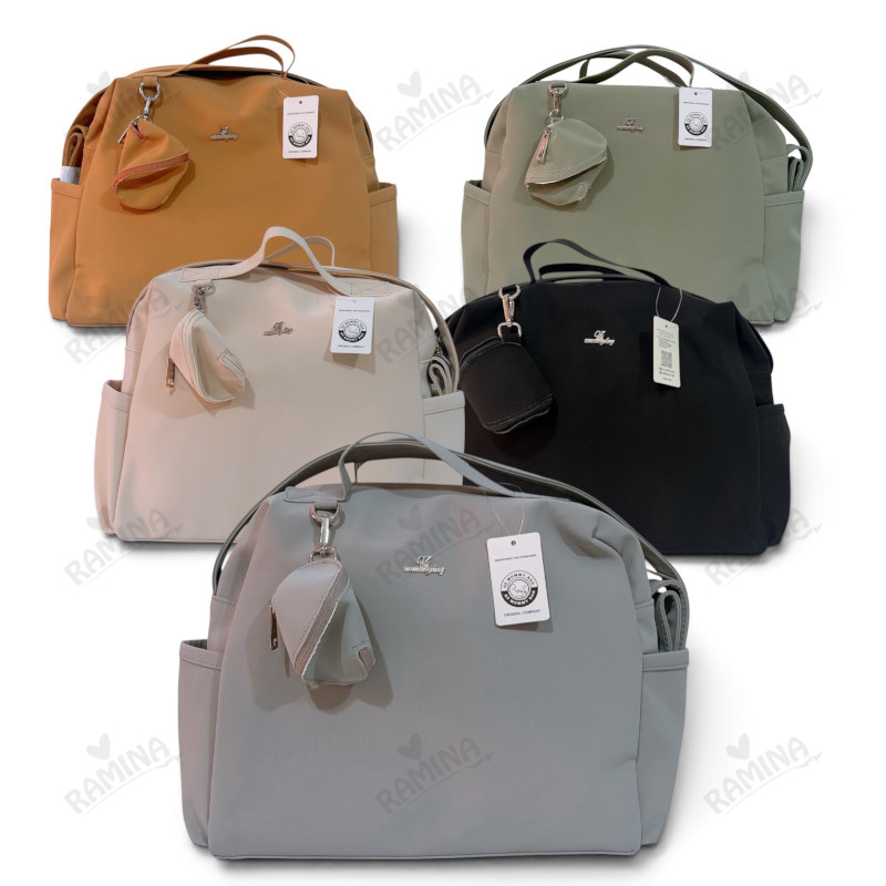 ساک لوازم رو دوشی مادر مدل موکا طرح چرم QZmommybag