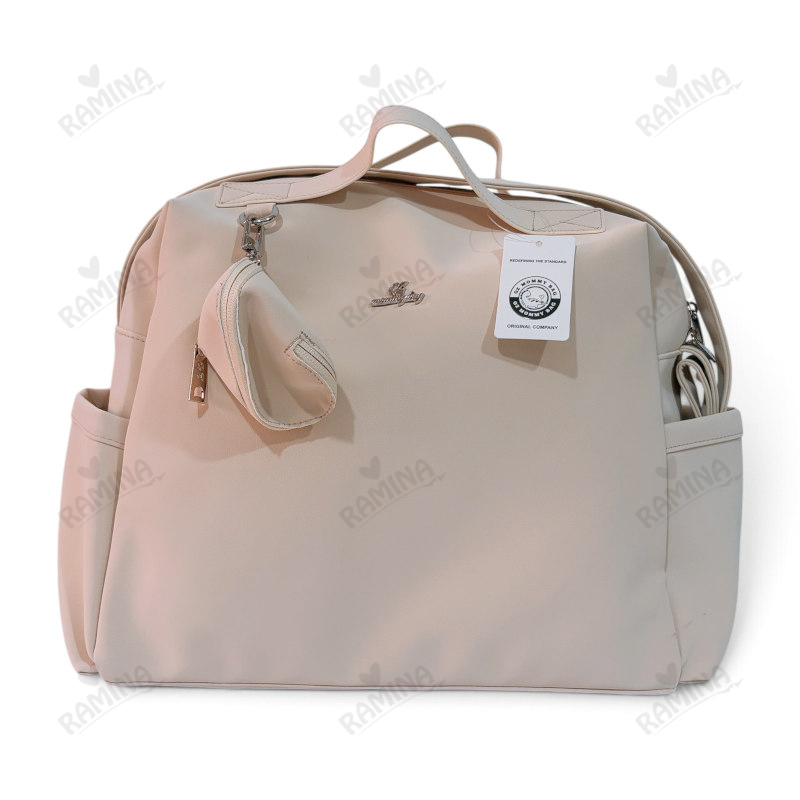 ساک لوازم رو دوشی مادر مدل موکا طرح چرم QZmommybag